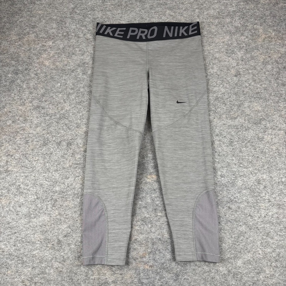 Nike Pro Dri Fit Training Cropped Tights 23" Gray Womens Large L